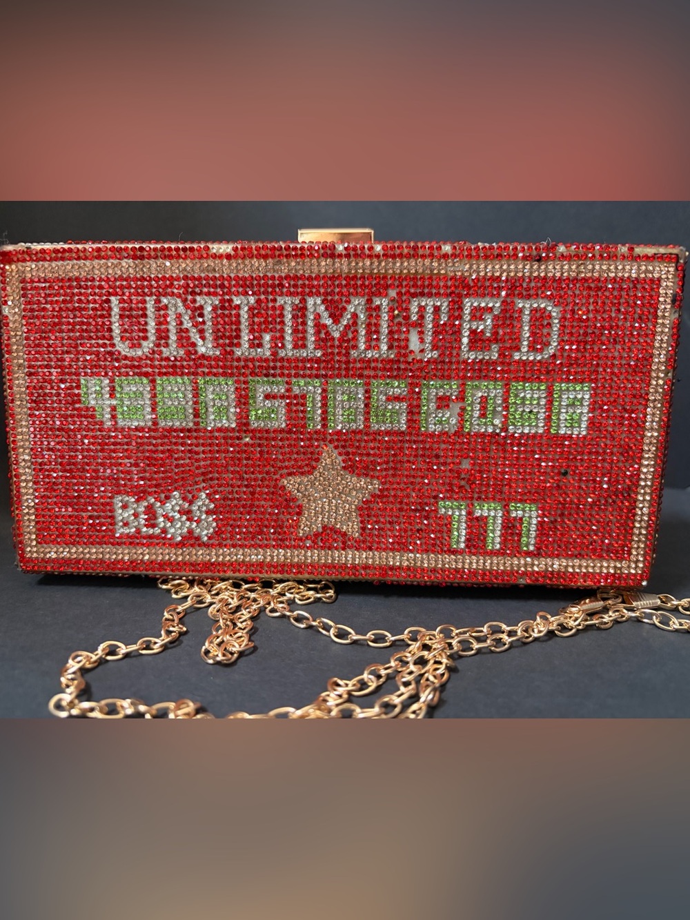 Red Crystal Embellished Evening Clutch - Picture 6 of 7